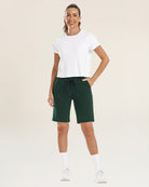 Green Cotton Lounge Shorts 10”