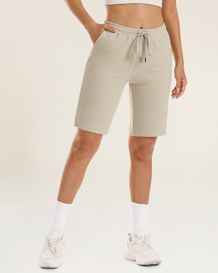 Khaki Cotton Lounge Shorts 10”
