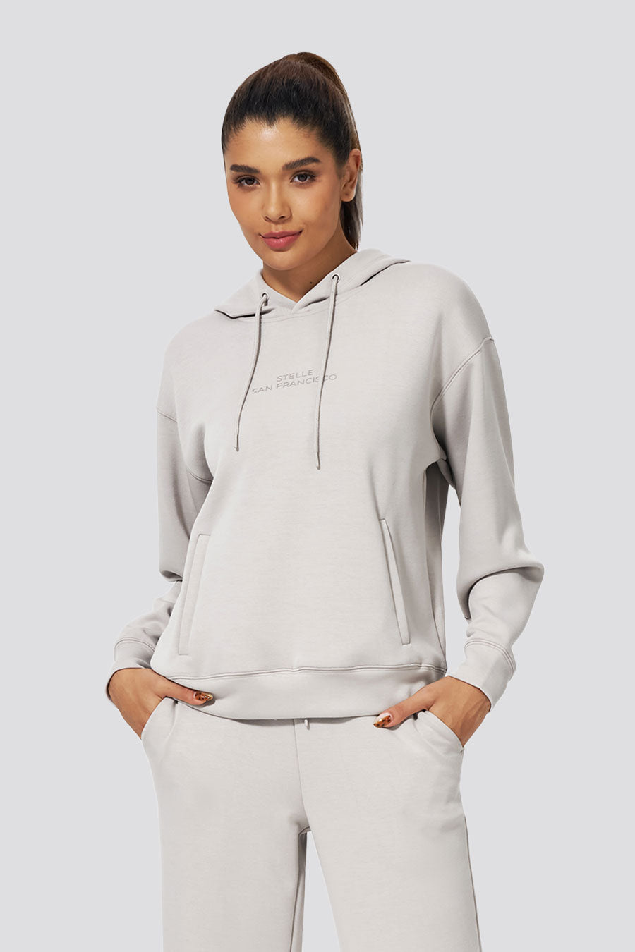 Light Grey 2-Piece Lounge Set | Womens Oversized Hoodie Light Grey 2-Piece Lounge Set | Womens Oversized Hoodie