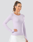 Light Purple Seamless Long Sleeve Tops (Thumb Hole)