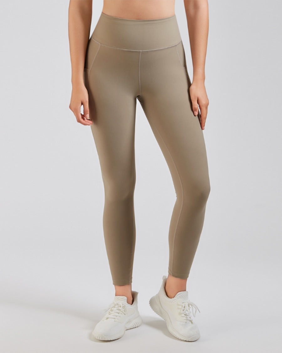 Women Yoga Pants Stone front view