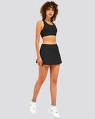 pleated tennis skirt black full view