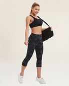 Black & Grey Camo Performance High Rise Capri Leggings