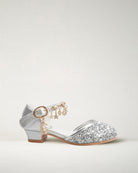 Silver Girls Sparkly Princess Sequin Sandals