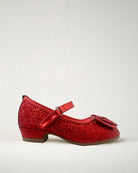 Red Girls Glitter Mary Jane Low Heel Shoes