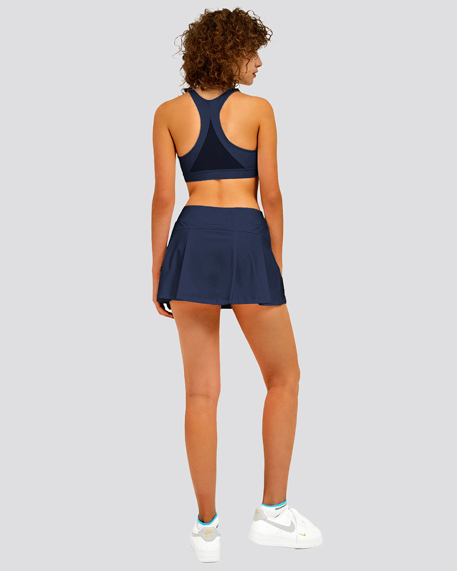 pleated tennis skirt navy back view