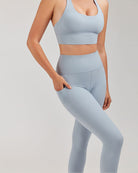 Steel Blue Women Yoga Pants - View 1
