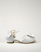 White Girls Sparkly Princess Low Heels Sandals
