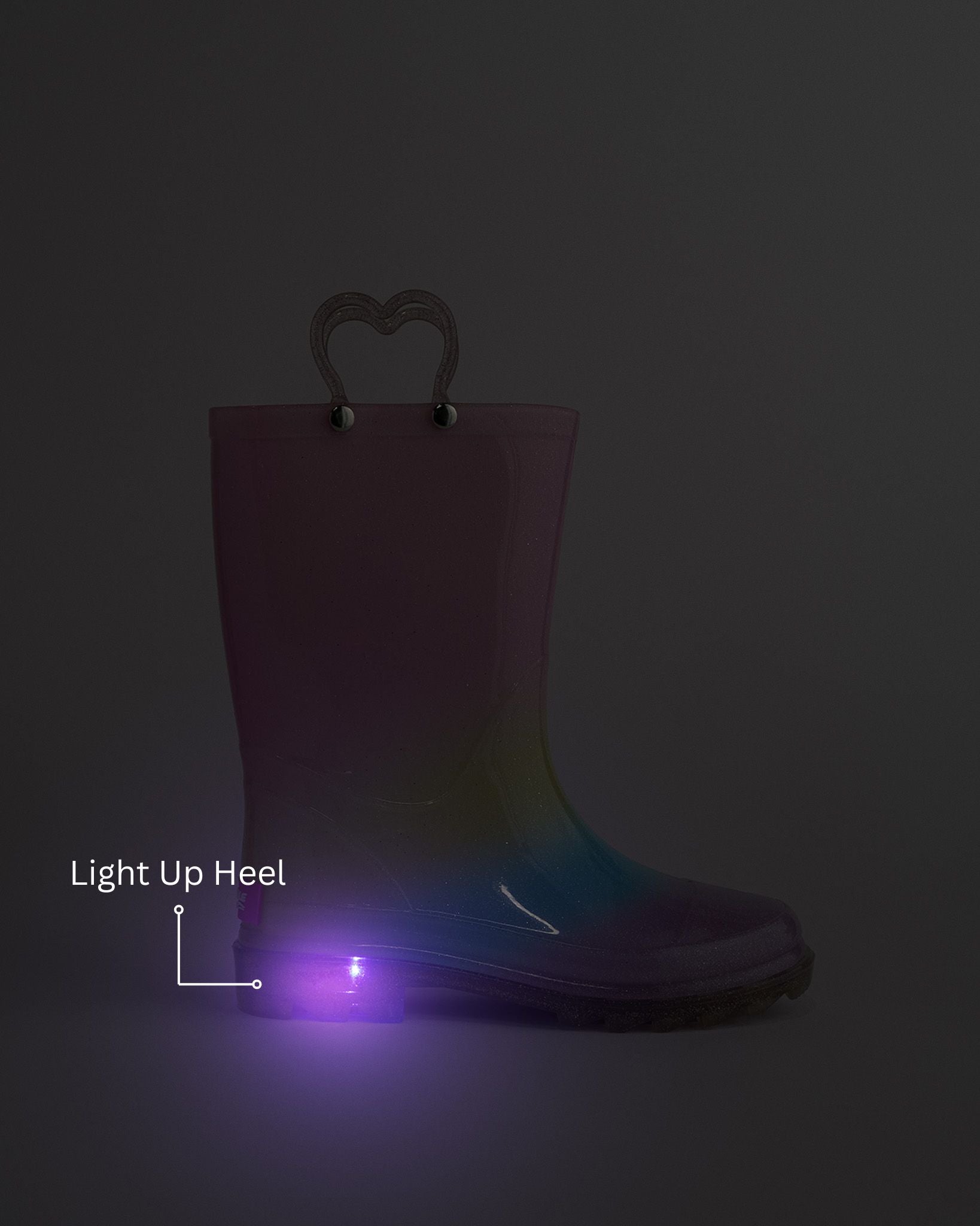 Kids Glitter Light Up Rain Boots in Rainbow
