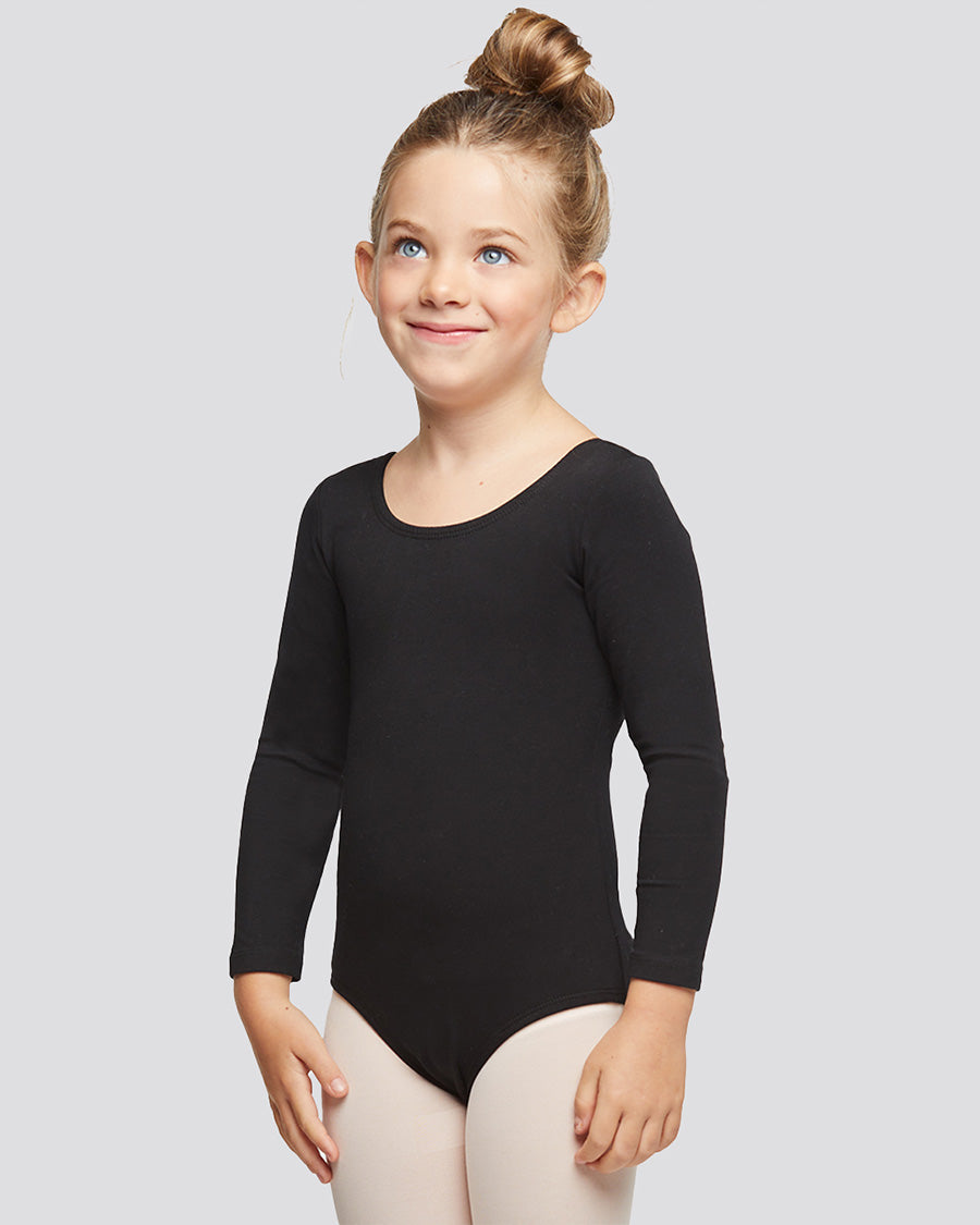 Black Girls Long Sleeve Ballet Leotard