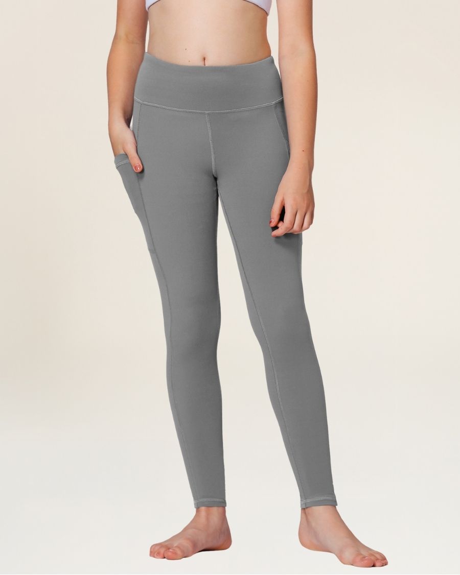 Zinc Grey Girls Athletic Leggings - View 1