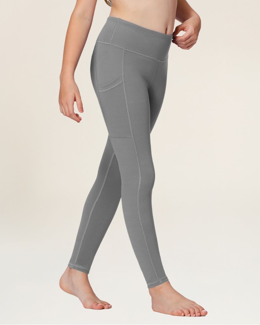 Zinc Grey Girls Athletic Leggings - View 3