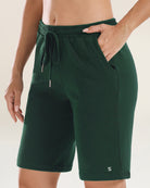 Green Cotton Lounge Shorts 10”