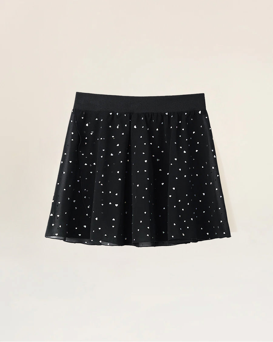Sparkling Black Girls Chiffon Pull-On Wrap Skirt