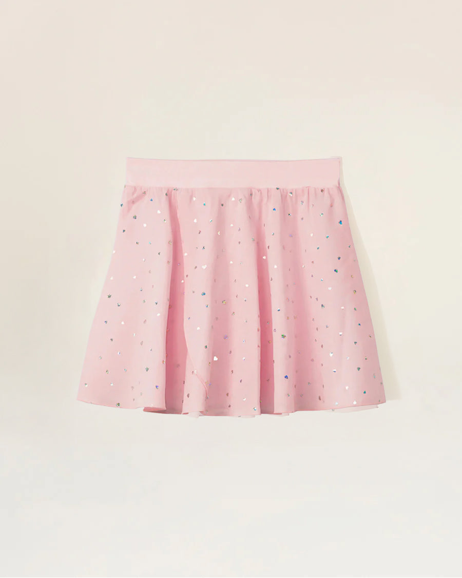 Sparkling Ballet Pink Girls Chiffon Pull-On Wrap Skirt