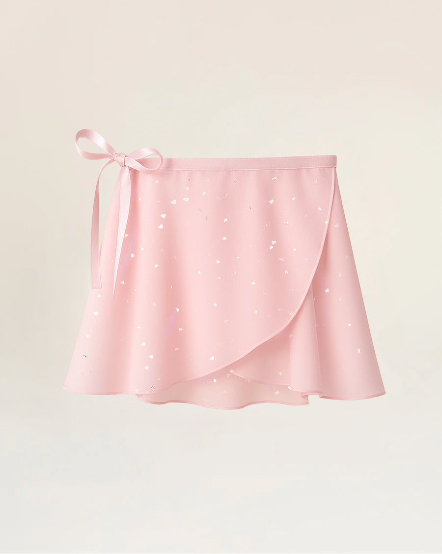 Sparkling Ballet Pink Girls Chiffon Wrap Skirt With Adjustable Tie