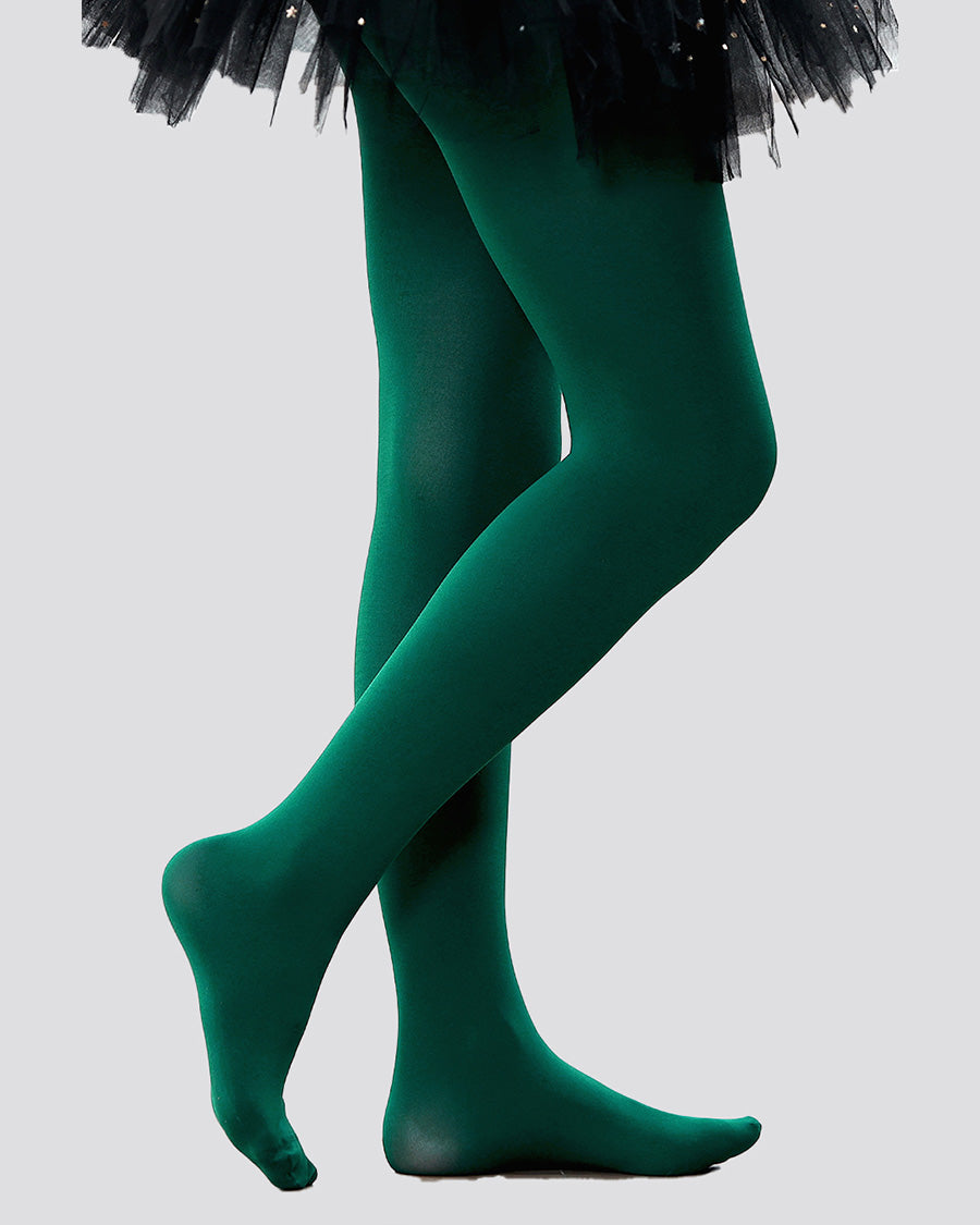 Green Girls Ultra Soft Footed Dance Tights - View 1