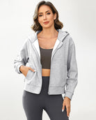 Light Grey Fleece Zip-Up Hoodie - View 2