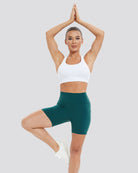 Forest Green SoftLuxe Yoga Shorts with Pockets - View 2