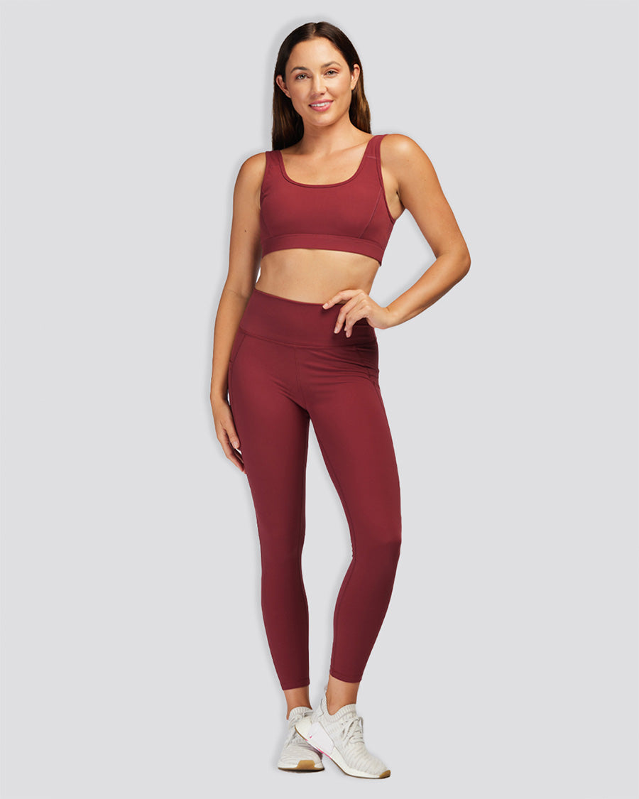 Burgundy Women Yoga Pants - View 3