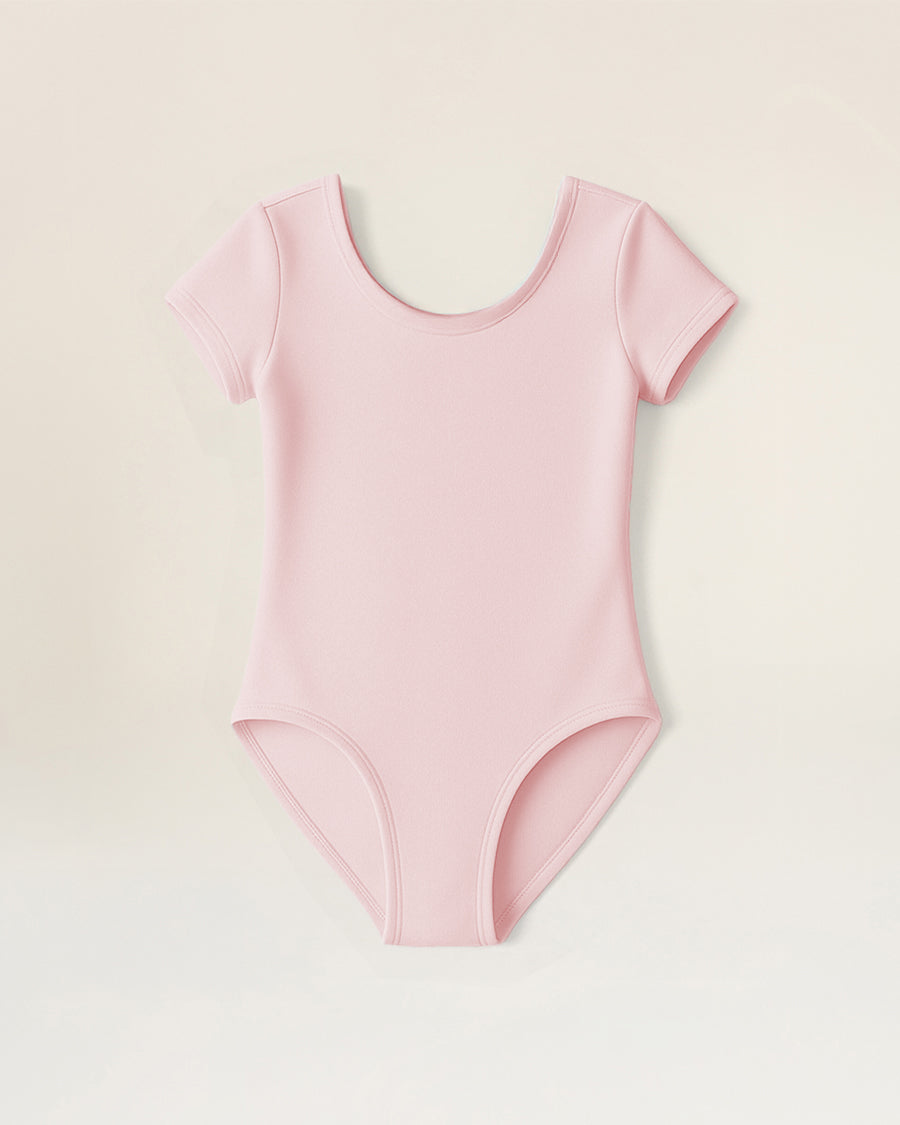 Ballet Pink Girls Short-Sleeve Performance Leotard
