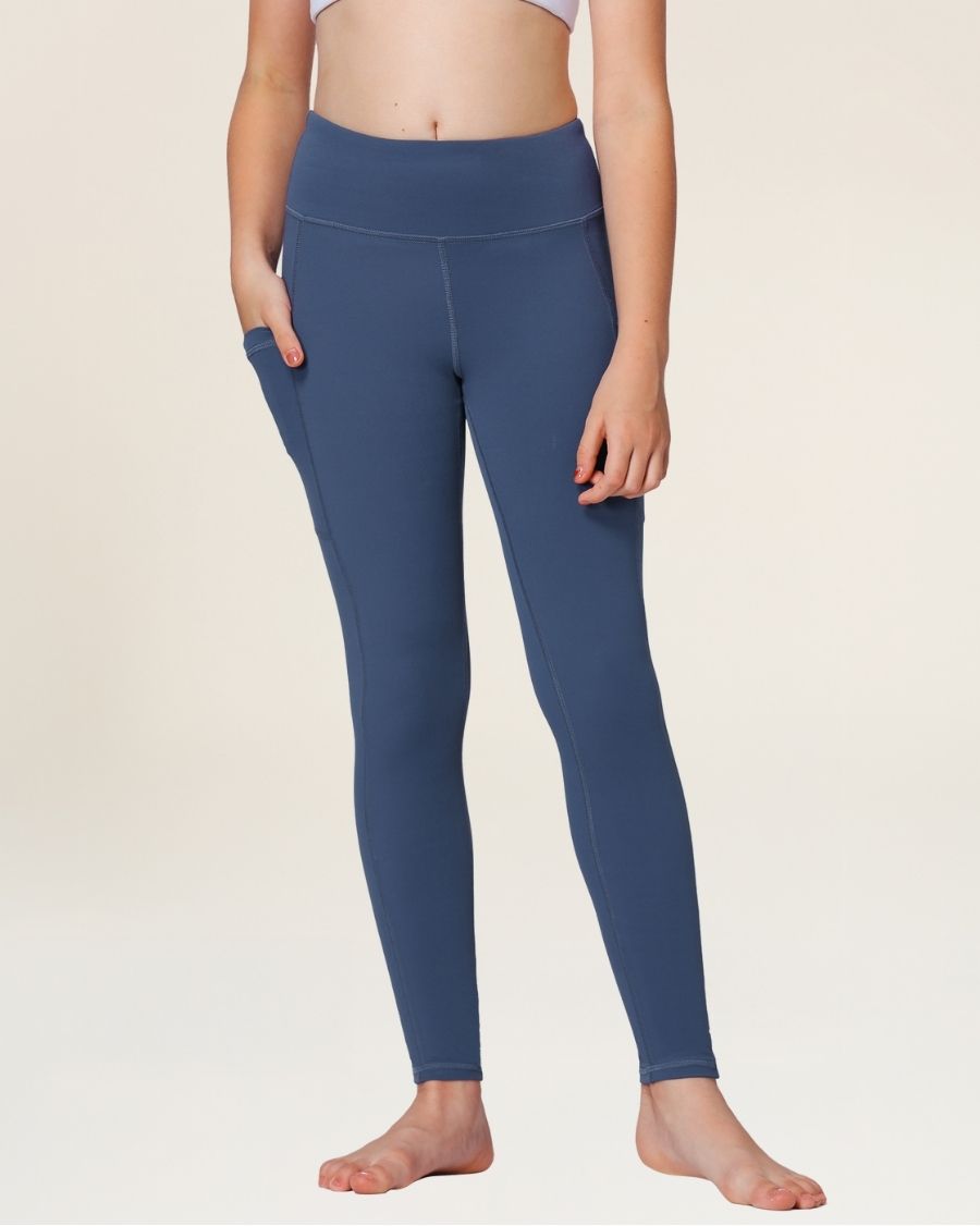 Dark Slate Blue Girls Athletic Leggings - View 1