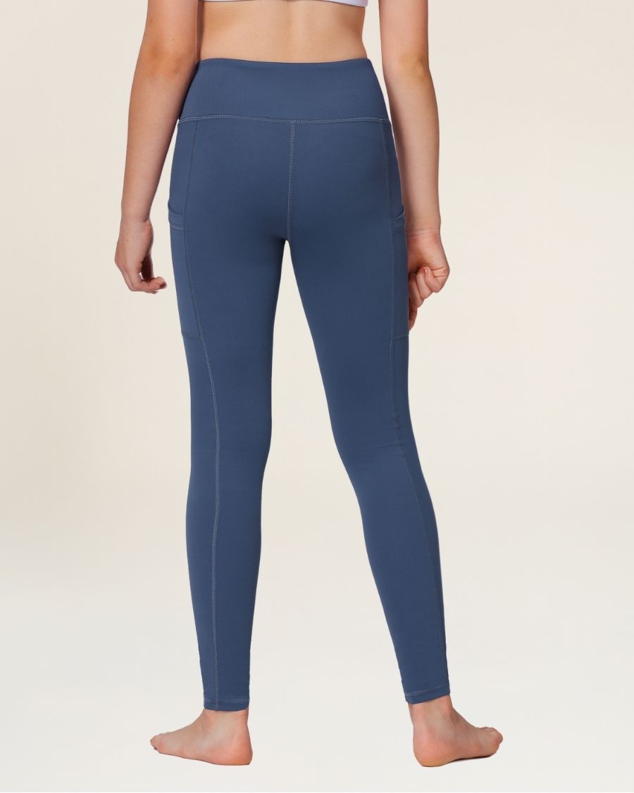 Dark Slate Blue Girls Athletic Leggings - View 4