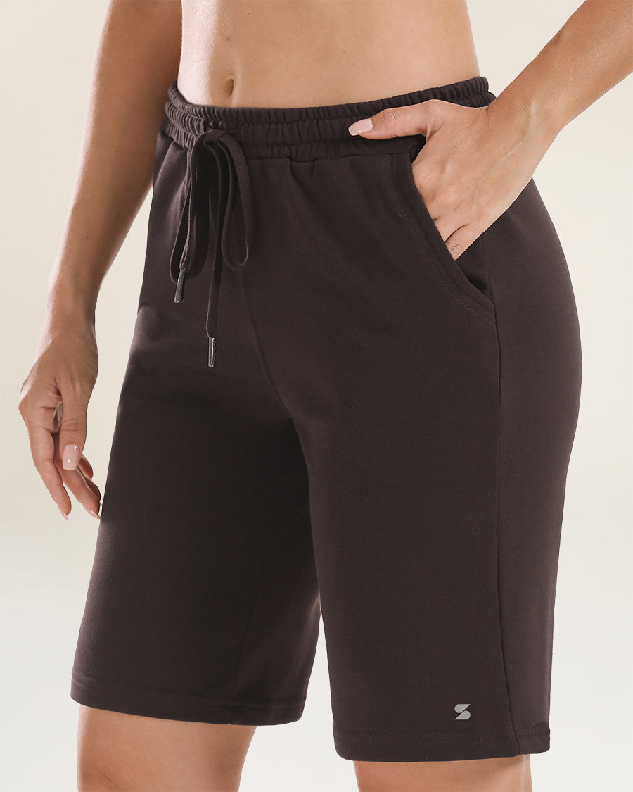 Coffee Cotton Lounge Shorts 10”