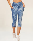 Tie Dye Blue Essential Capri Leggings