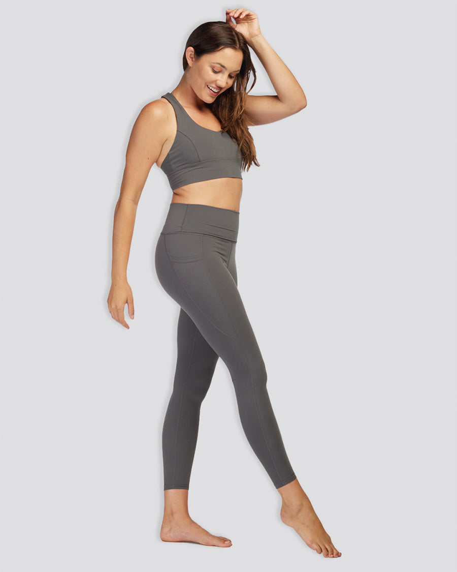 Women Workout Leggings Charcoal side view