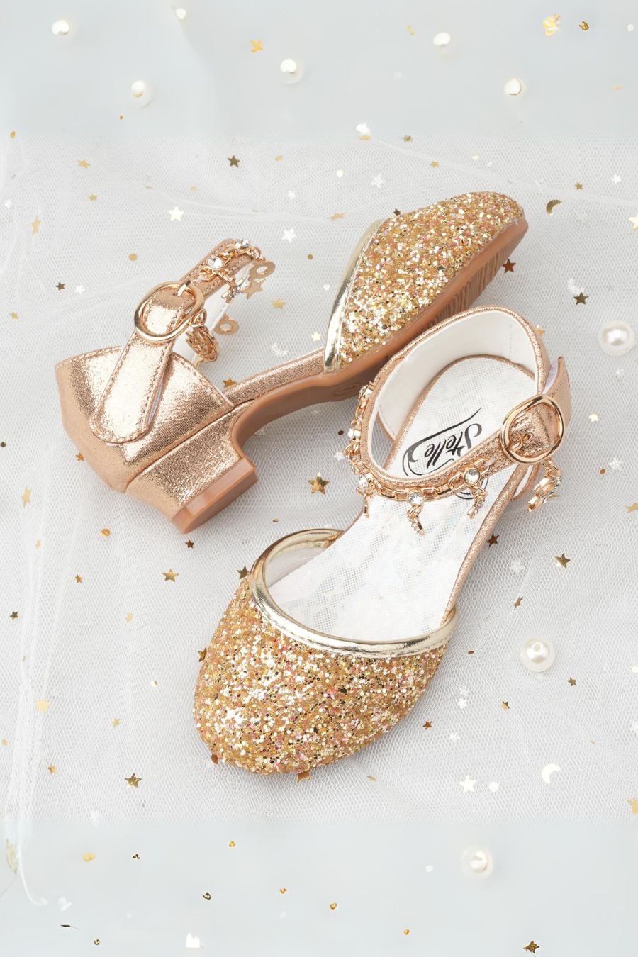 Girls Sparkly Princess Sequin Sandals Stelle