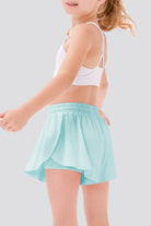 Side view of light blue butterfly shorts