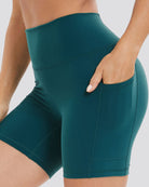 Forest Green SoftLuxe Yoga Shorts with Pockets - View 5