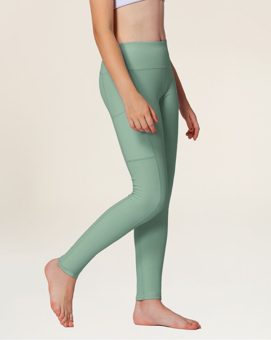 Jade Green Girls Athletic Leggings - View 3