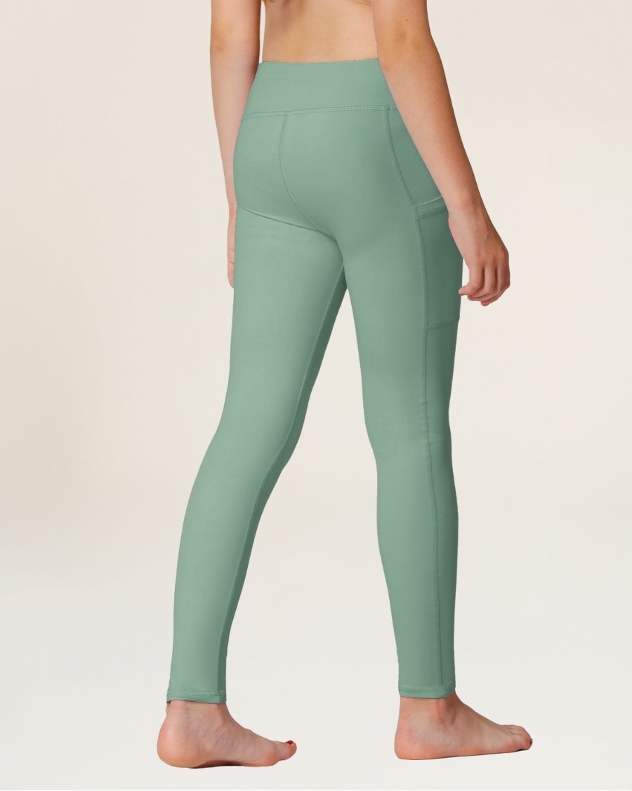 Jade Green Girls Athletic Leggings - View 4