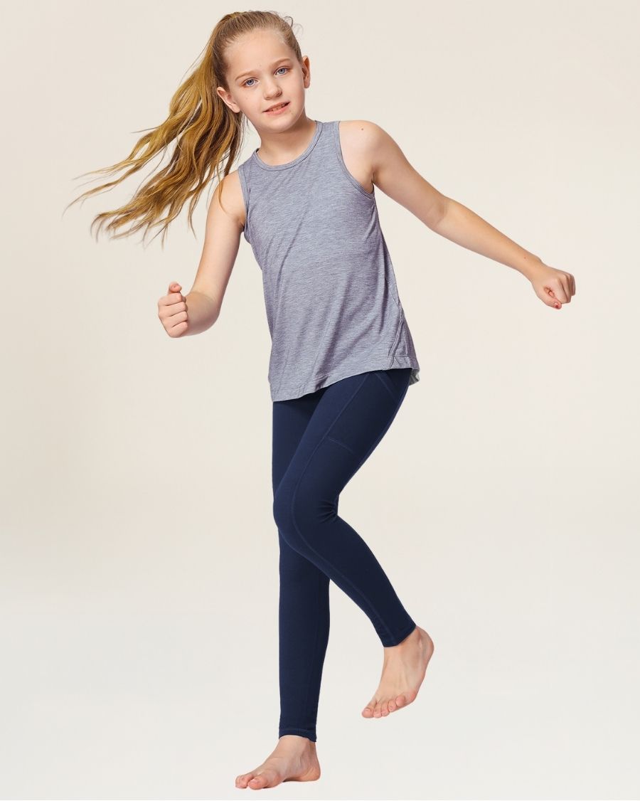 Navy Girls Athletic Leggings - View 2