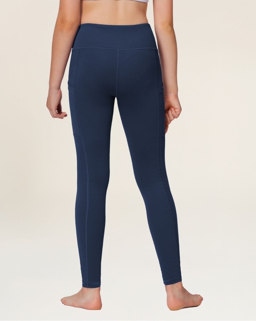 Midnight Blue Girls Athletic Leggings - View 3
