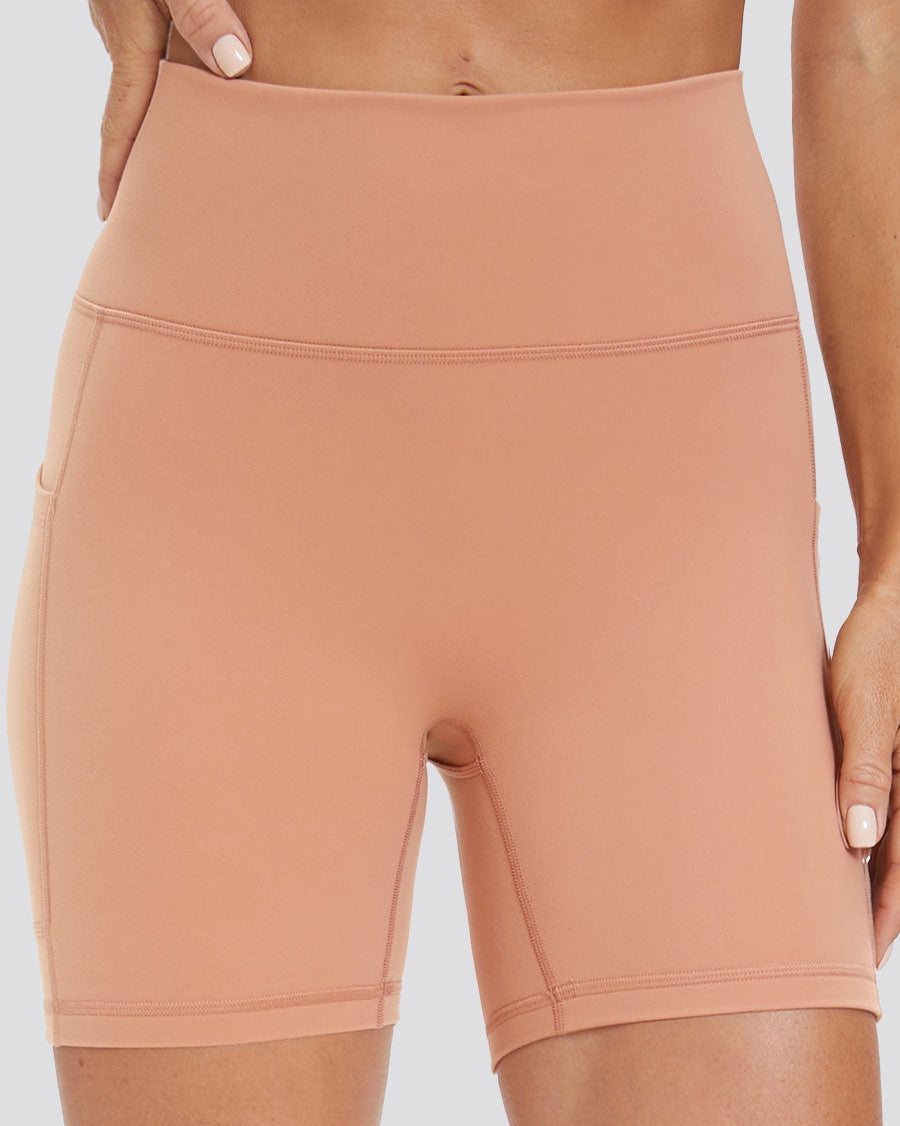 Autumn Clay SoftLuxe Yoga Shorts with Pockets - View 4