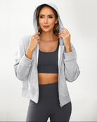Light Grey Fleece Zip-Up Hoodie - View 3