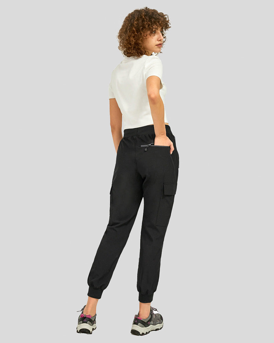 Black Tapered Hiking Pants | Womens Cargo Pants with 5