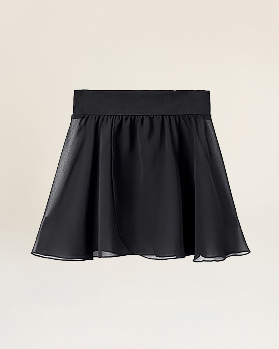 Black Pull-On Skirt | Easy-Wear Chiffon Ballet Skirt | Stelle