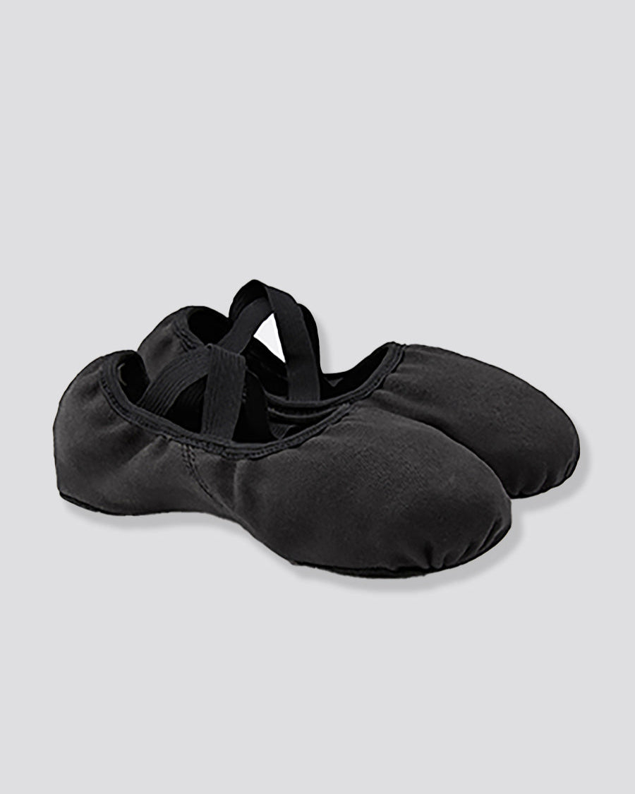 black stretch canvas ballet shoes