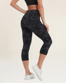 Black & Grey Camo Performance High Rise Capri Leggings