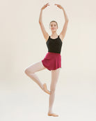 Burgundy Women Ballet Wrap Skirt Pull-On
