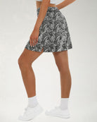 Black Paisley High-Waisted Skirt with Pockets