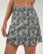 Black Paisley High-Waisted Skirt with Pockets
