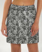 Black Paisley High-Waisted Skirt with Pockets