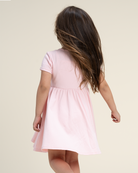 Blush Pink Girls Short Sleeve A-Line Twirl Dress