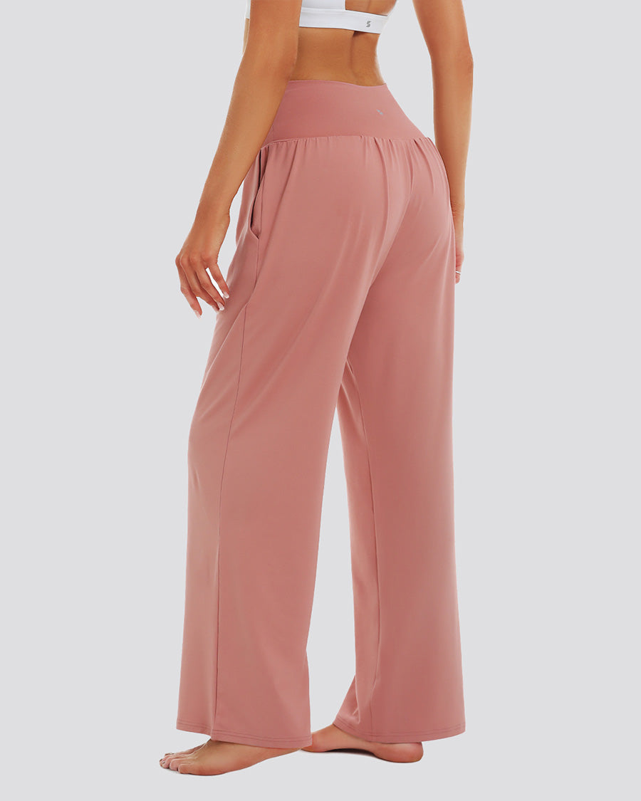 Dusty Pink Wide Leg Casual Pants