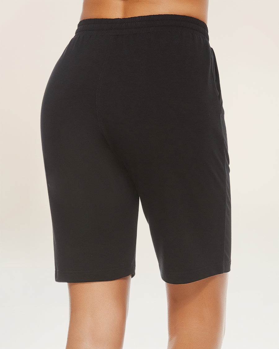 Black Cotton Lounge Shorts 10”